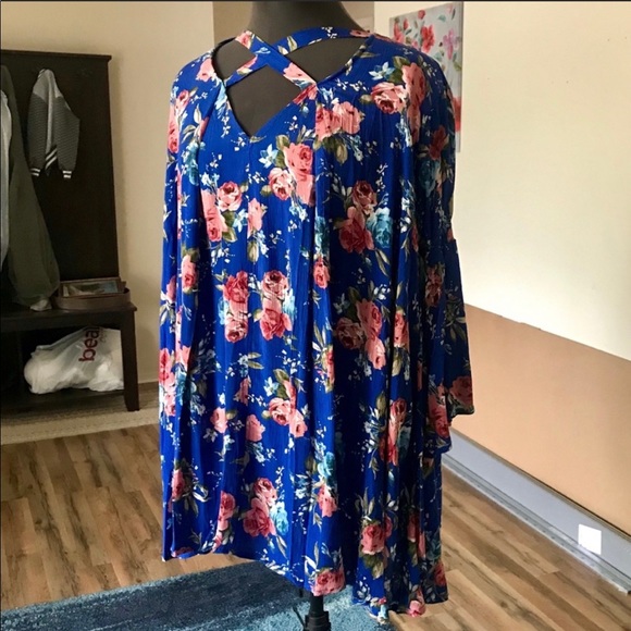 Umgee floral asymmetrical tunic/dress - Picture 2 of 3